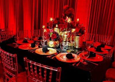 RED PIPE AND DRAPE