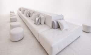 LONG WHITE LOUNGE SOFA SET